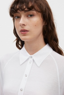 Filippa K Rib Polo Shirt- White