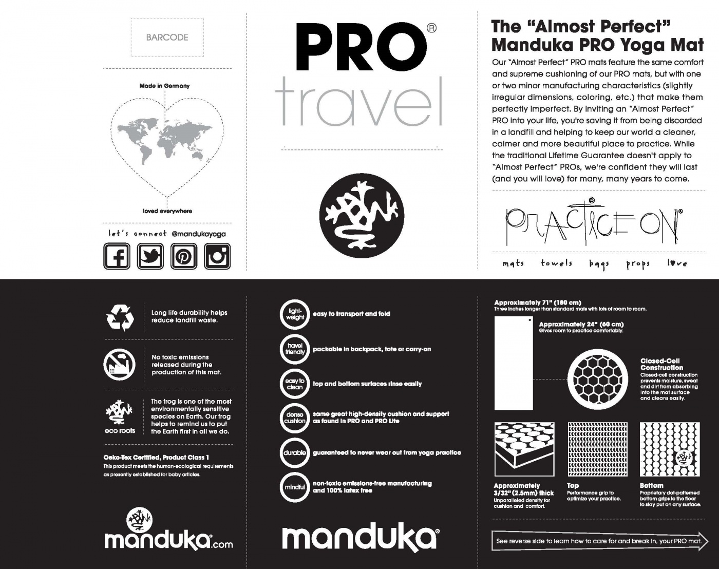 Manduka PRO Travel-Size Yoga Mat INDULGE (d,a)
