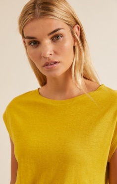 Lanius Cap Sleeve Hennep Tee - Kiwi Gold