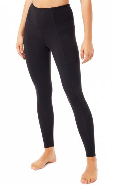 High Waist Rib Leggings Black - 1