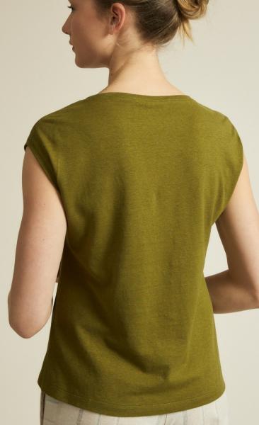 Lanius Cap Sleeve Hemp Tee - Olive - 2