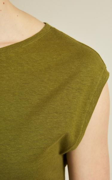 Lanius Cap Sleeve Hemp Tee - Olive - 4