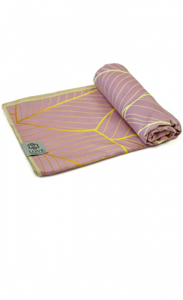 Love Generation Yoga Towel Pink Leaves - 1