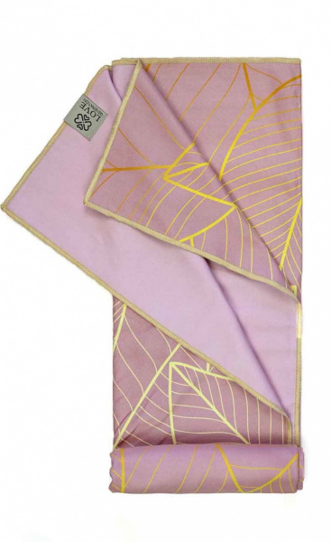 Love Generation Yoga Towel Pink Leaves - 3