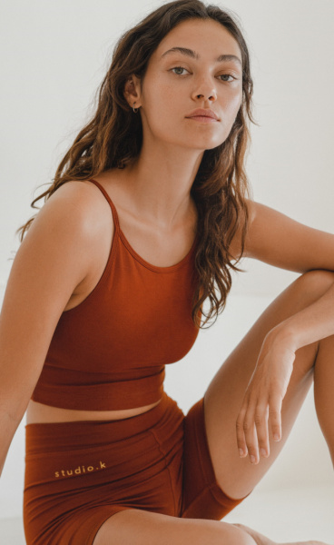 StudioK Ester Bamboo Crop Top - Burnt Orange