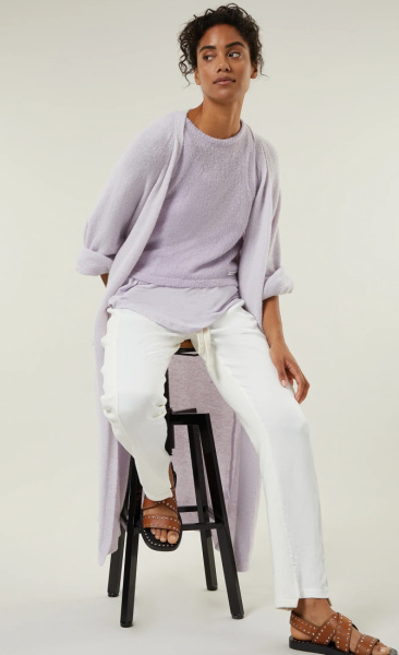 10Days Long Soft Knit Cardigan Light Lilac