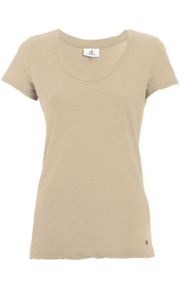 Basic V-Neck Tee - Sand Beige