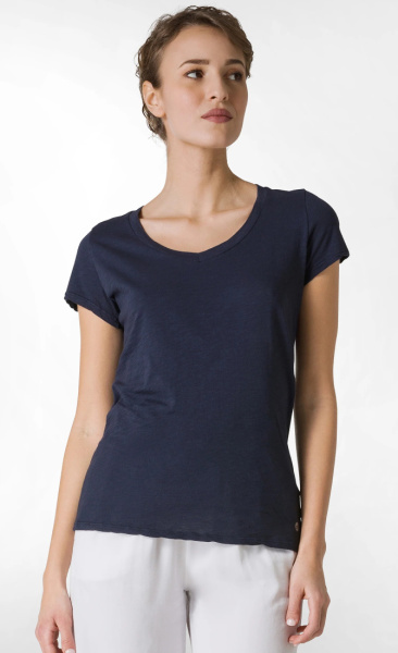 V-Neck Basic Tee Night Blue - 1