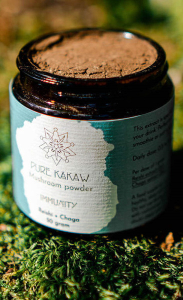 Pure Kakaw Paddenstoel Extract Poeder: Immunity: Reishi & Chaga - 50 gr