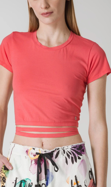 Strappy Crop Tee - Calypso Coral - 3