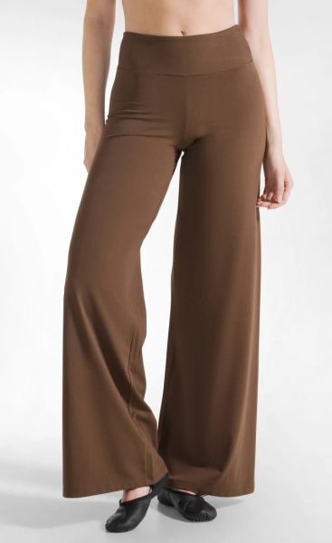 Long Jersey Wide Leg Pants - Coffee