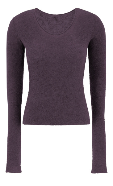 Bouclé Knit Longsleeve - Plum - 3