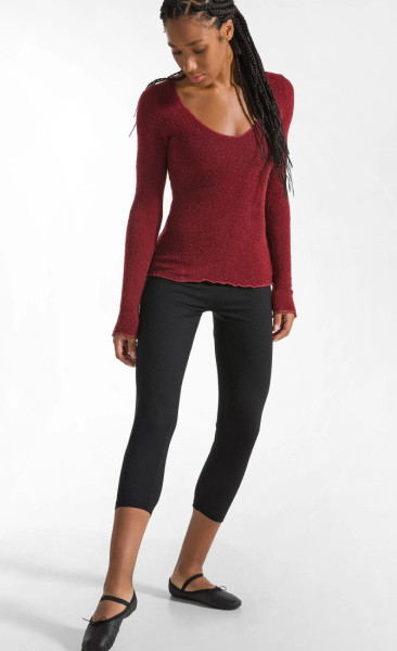 Bouclé Knit Longsleeve - Cordovan Red - 3