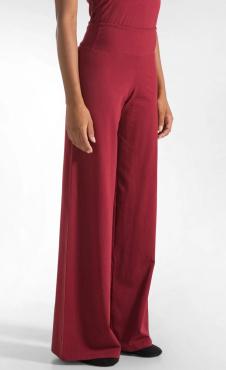 Long Jersey Wide Leg Pants - Cordovan Red