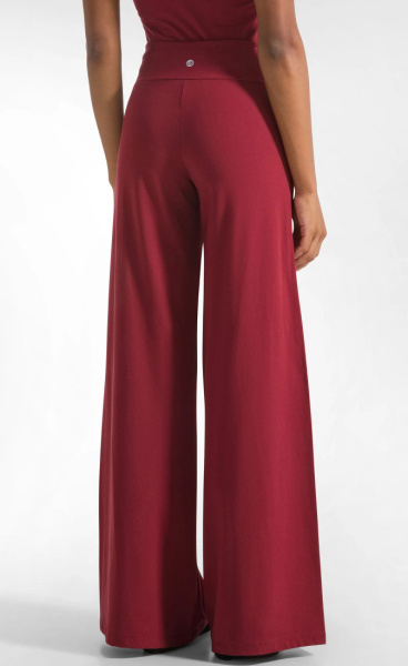 Long Jersey Wide Leg Pants - Cordovan Red - 2