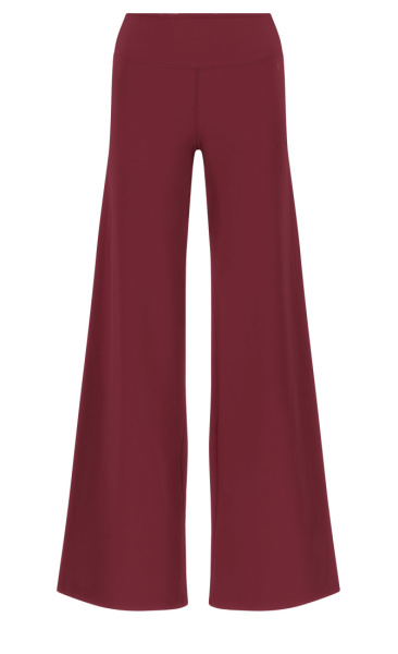 Long Jersey Wide Leg Pants - Cordovan Red - 5