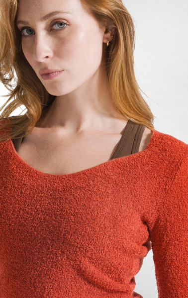 Bouclé Knit Longsleeve - Rust Orange