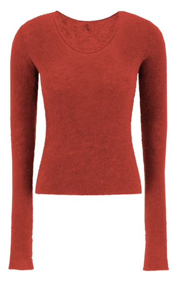 Bouclé Knit V-Neck - Antique Rose - 4