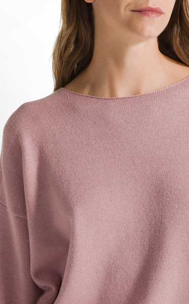 Round Neck Knit Sweater - Misty Rose