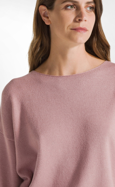 Round Neck Knit Sweater - Misty Rose - 1