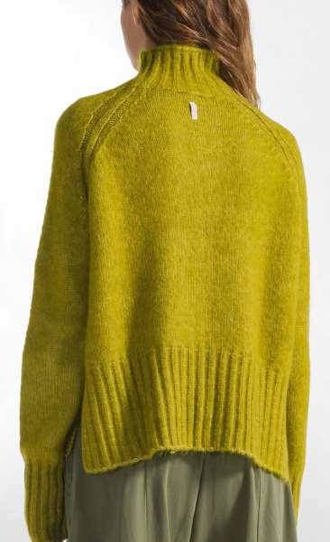 High Neck Fluffy Sweater - Lime Green - 3