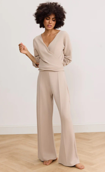 LUNE Lara Wide Leg Pants - Beige