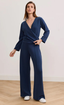 LUNE Lara Wide Leg Pants - Night Blue