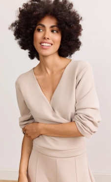 LUNE Lara Wrap Top - Beige