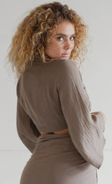 StudioK Ramie Wrap Top - Taupe - 2